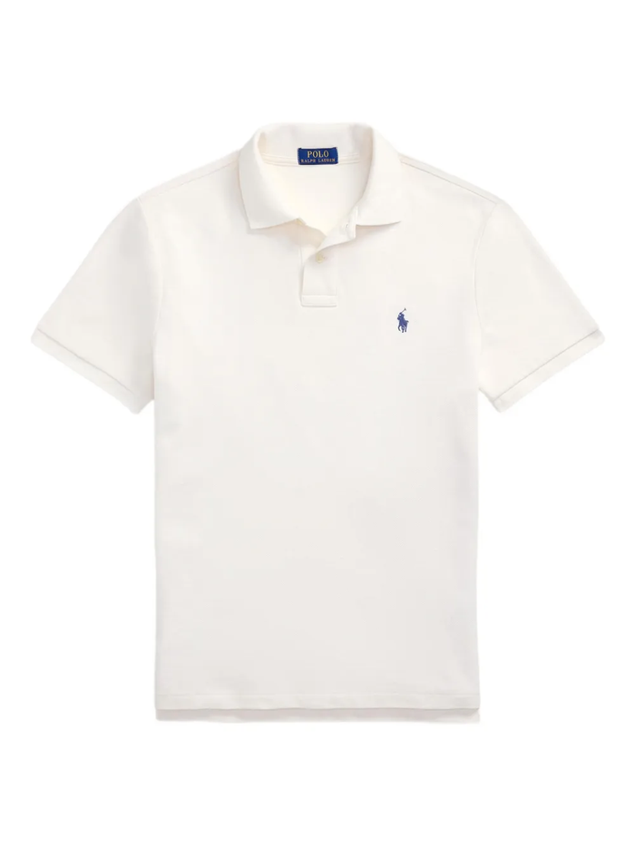 RALPH LAUREN Slim Fit Mesh Polo Shirt Pale Cream