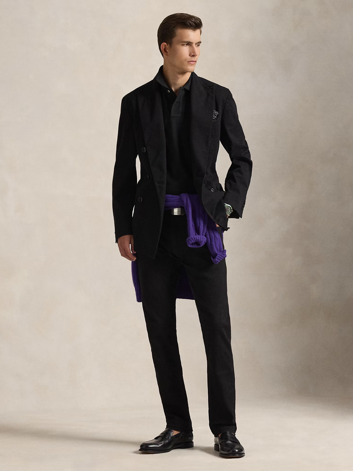 RALPH LAUREN Slim Fit Mesh Polo Shirt Polo Black - MAISONDEFASHION.COM