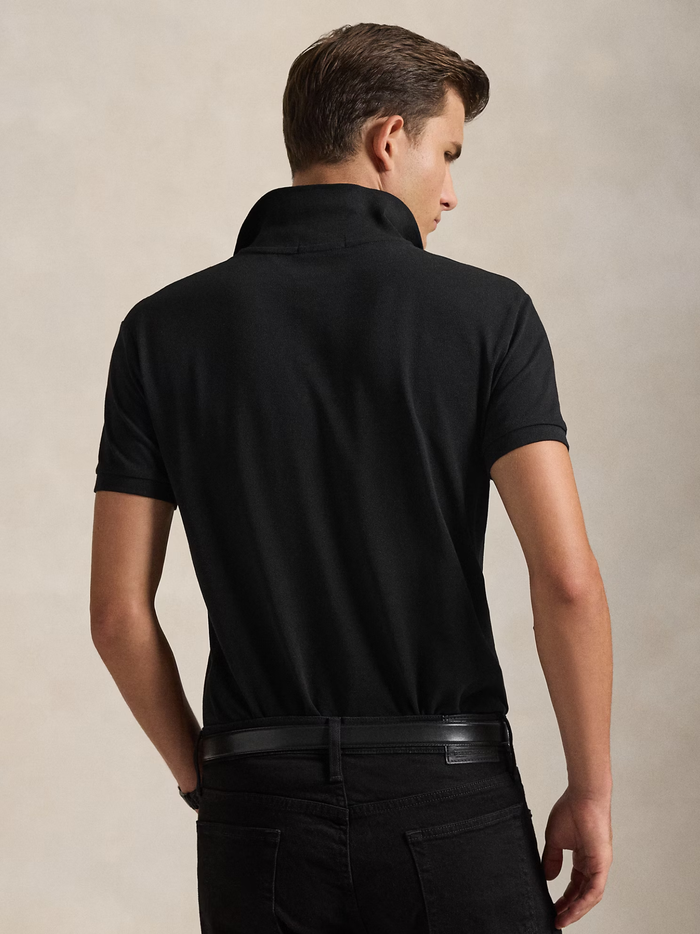 RALPH LAUREN Slim Fit Mesh Polo Shirt Polo Black - MAISONDEFASHION.COM