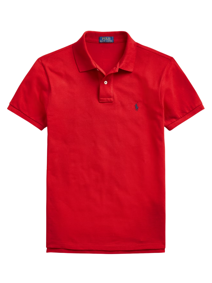 RALPH LAUREN Slim Fit Mesh Polo Shirt Red - MAISONDEFASHION.COM