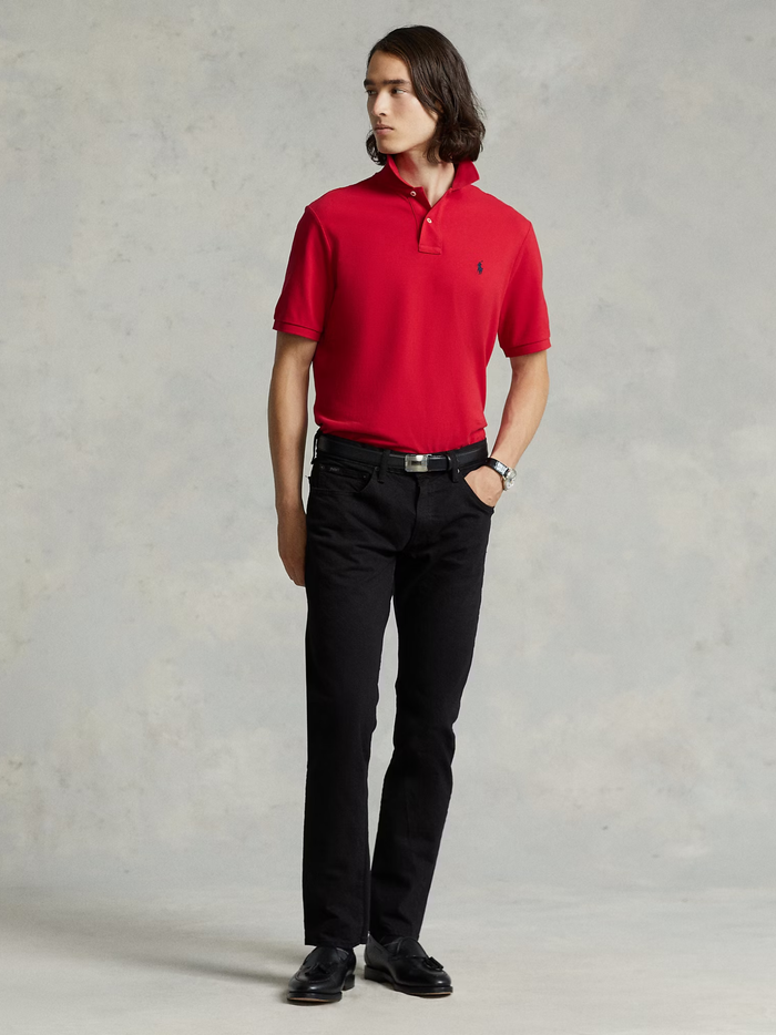 RALPH LAUREN Slim Fit Mesh Polo Shirt Red - MAISONDEFASHION.COM