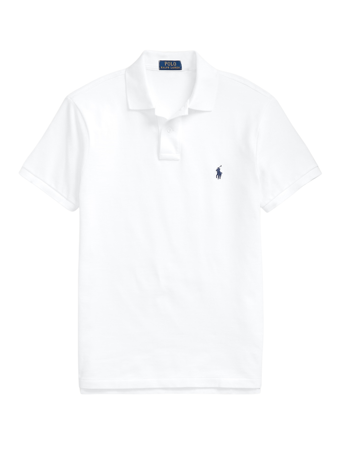 RALPH LAUREN Slim Fit Mesh Polo Shirt White - MAISONDEFASHION.COM
