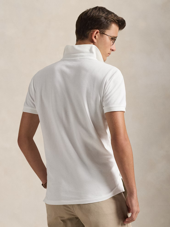 RALPH LAUREN Slim Fit Mesh Polo Shirt White - MAISONDEFASHION.COM