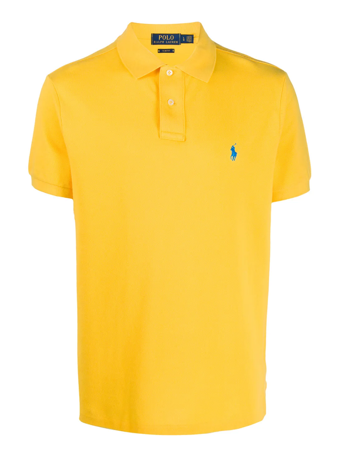 RALPH LAUREN Slim Fit Mesh Polo Shirt Yellow Fin - MAISONDEFASHION.COM