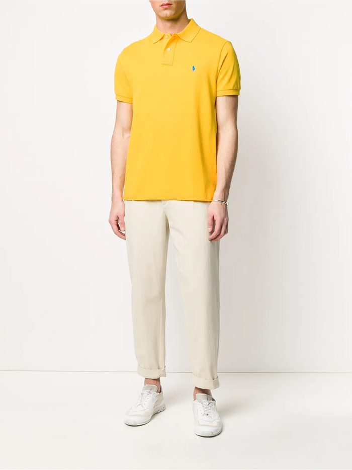 RALPH LAUREN Slim Fit Mesh Polo Shirt Yellow Fin - MAISONDEFASHION.COM