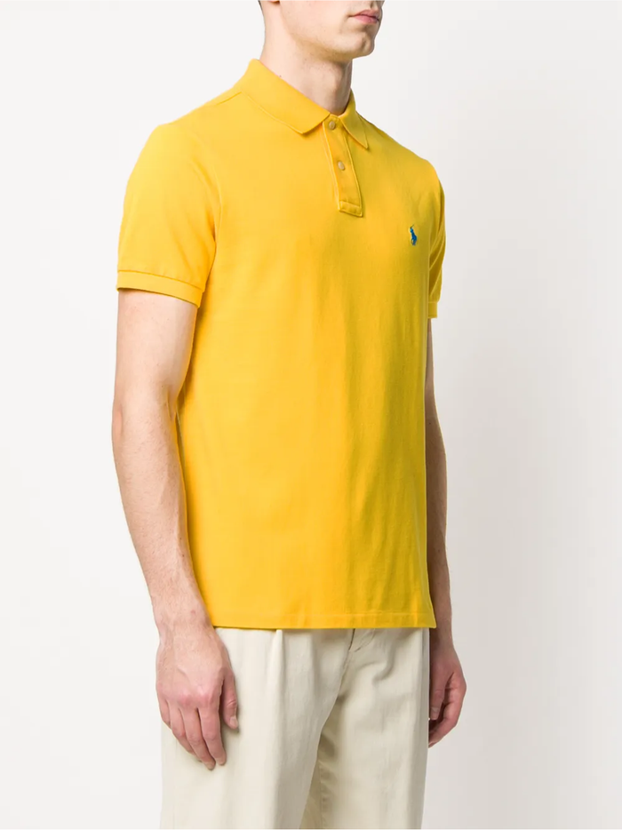 RALPH LAUREN Slim Fit Mesh Polo Shirt Yellow Fin - MAISONDEFASHION.COM