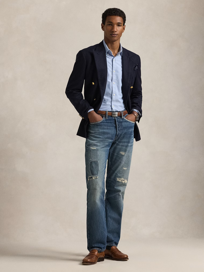 RALPH LAUREN Slim Fit Oxford Shirt Blue - MAISONDEFASHION.COM