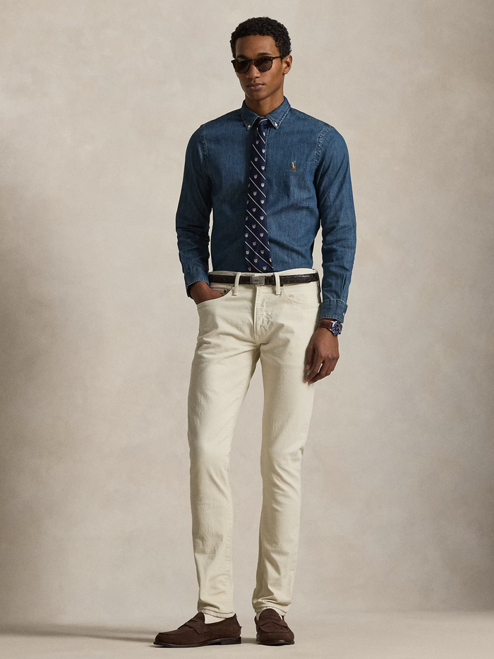RALPH LAUREN Slim Fit Oxford Shirt Denim - MAISONDEFASHION.COM