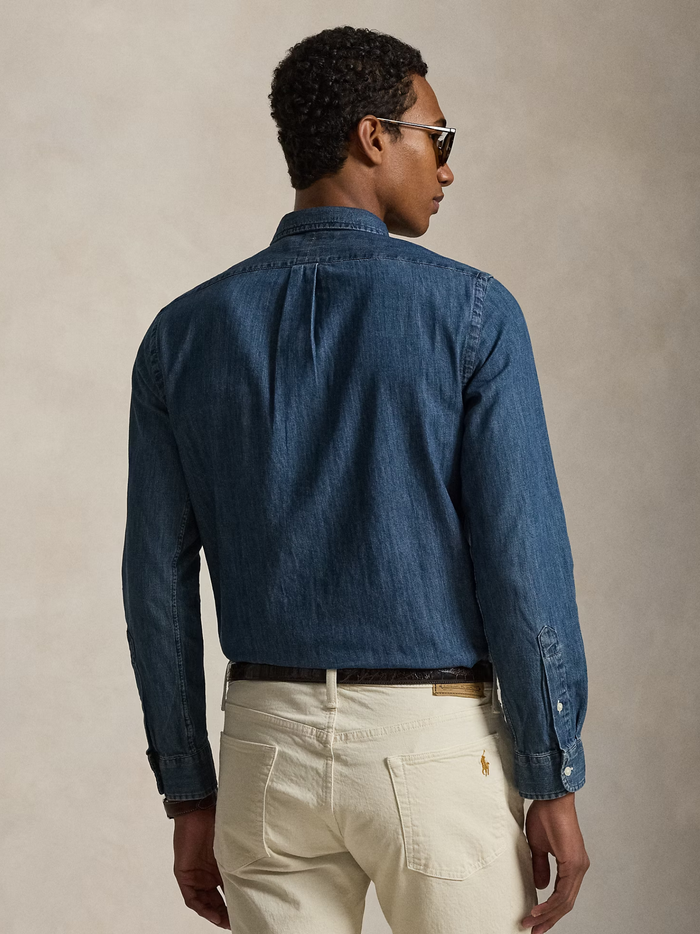 RALPH LAUREN Slim Fit Oxford Shirt Denim - MAISONDEFASHION.COM