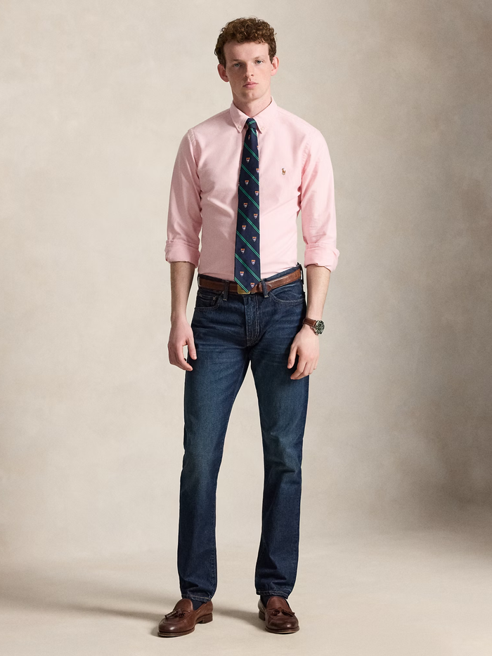 RALPH LAUREN Slim Fit Oxford Shirt Pink - MAISONDEFASHION.COM