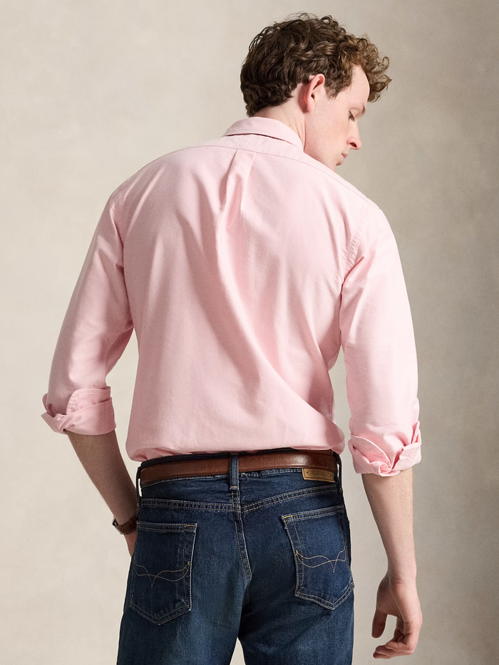 RALPH LAUREN Slim Fit Oxford Shirt Pink - MAISONDEFASHION.COM