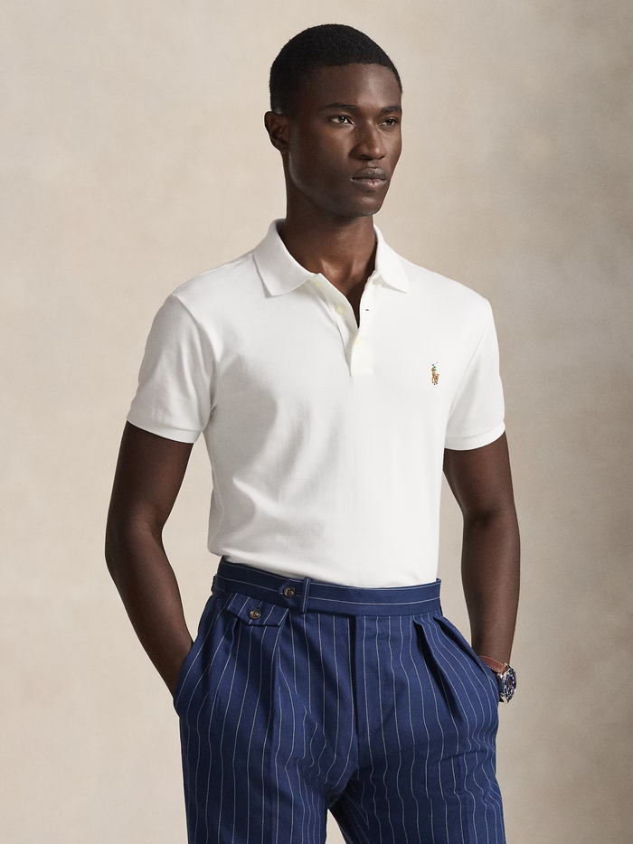 RALPH LAUREN Slim Fit Soft-Touch Polo Shirt White - MAISONDEFASHION.COM