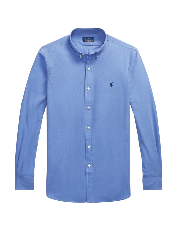 RALPH LAUREN Slim Fit Stretch End-On-End Shirt Blue End On End - MAISONDEFASHION.COM