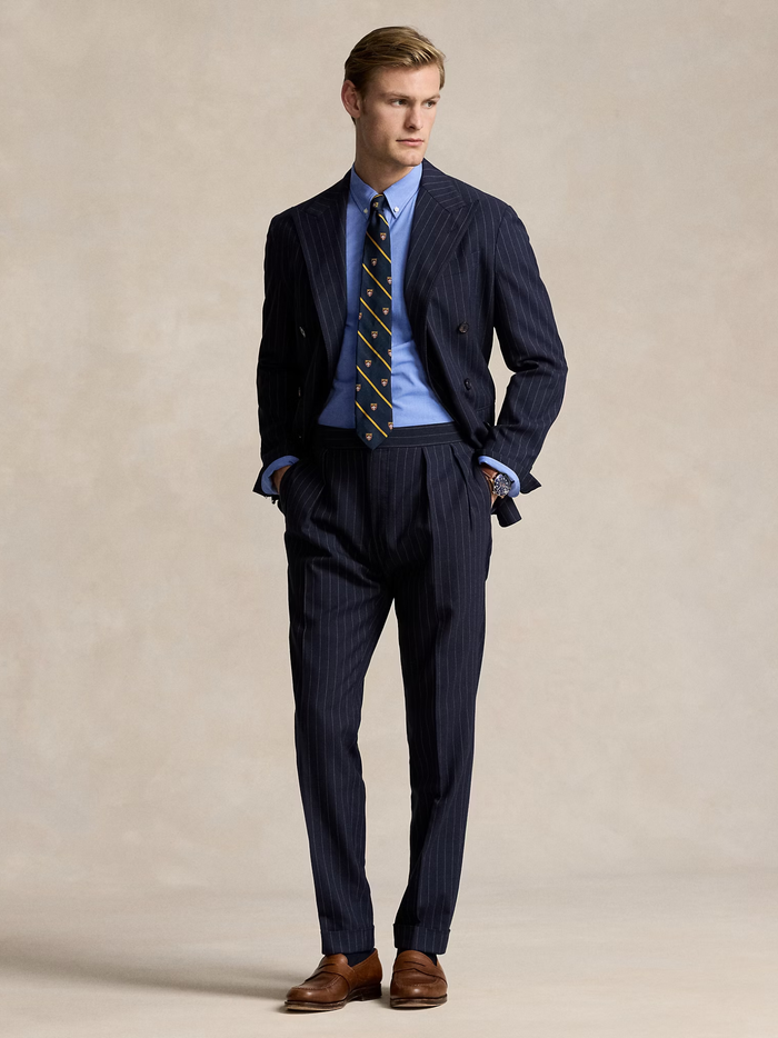 RALPH LAUREN Slim Fit Stretch End-On-End Shirt Blue End On End - MAISONDEFASHION.COM