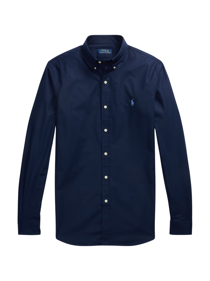 RALPH LAUREN Slim Fit Stretch Poplin Shirt Newport Navy - MAISONDEFASHION.COM