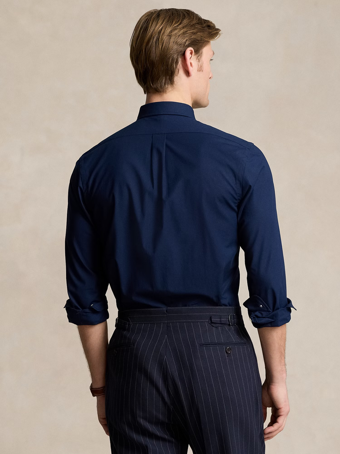 RALPH LAUREN Slim Fit Stretch Poplin Shirt Newport Navy - MAISONDEFASHION.COM