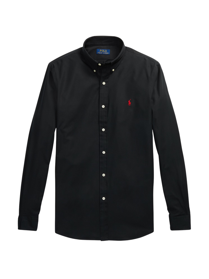 RALPH LAUREN Slim Fit Stretch Poplin Shirt Polo Black - MAISONDEFASHION.COM