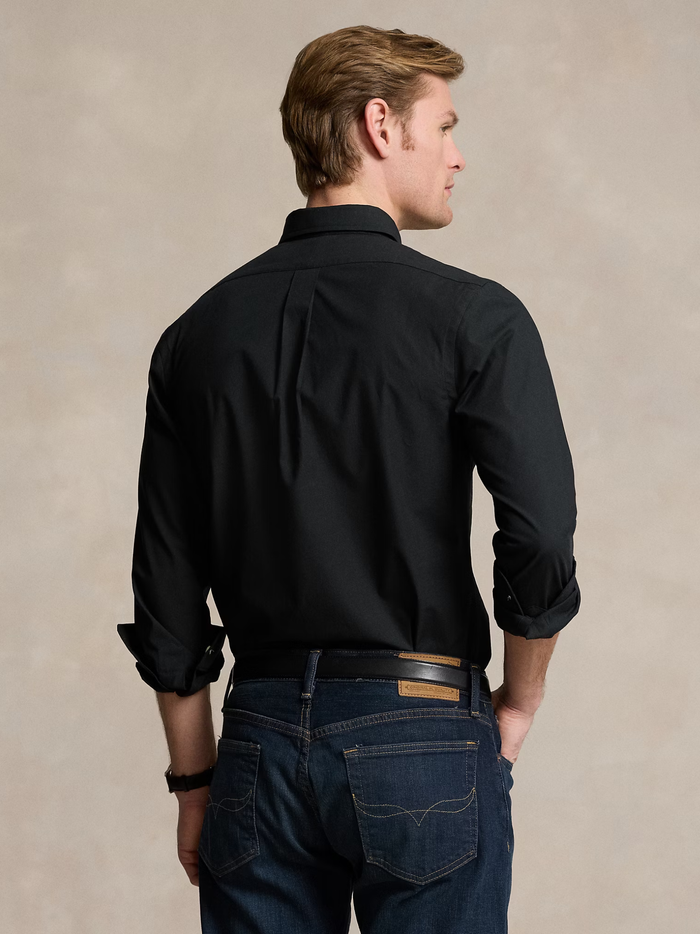 RALPH LAUREN Slim Fit Stretch Poplin Shirt Polo Black - MAISONDEFASHION.COM