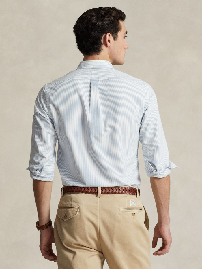 RALPH LAUREN Slim Fit Striped Oxford Shirt Blue/White - MAISONDEFASHION.COM