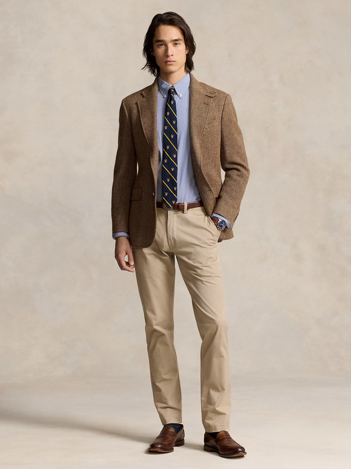 RALPH LAUREN Slim Fit Striped Stretch Poplin Shirt Blue/White Hairline - MAISONDEFASHION.COM