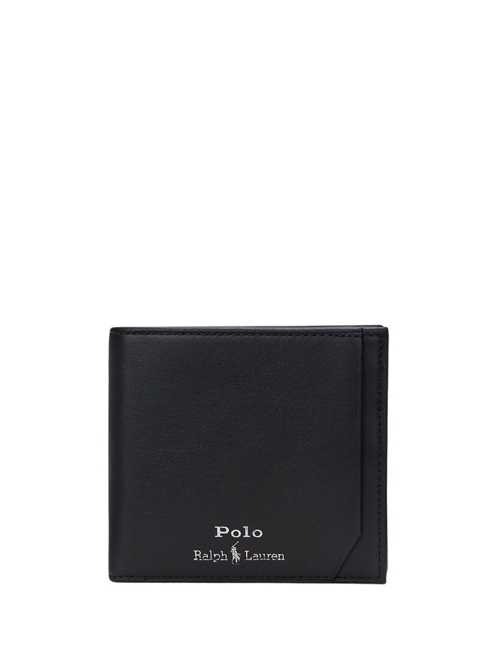 RALPH LAUREN Smooth Leather Billfold Coin Wallet Black - MAISONDEFASHION.COM