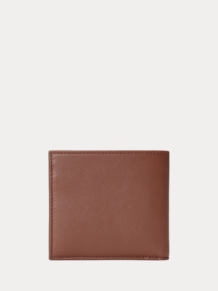 RALPH LAUREN Smooth Leather Billfold Coin Wallet Saddle - MAISONDEFASHION.COM