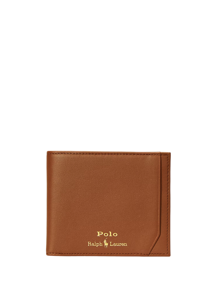 RALPH LAUREN Smooth Leather Billfold Wallet Saddle - MAISONDEFASHION.COM