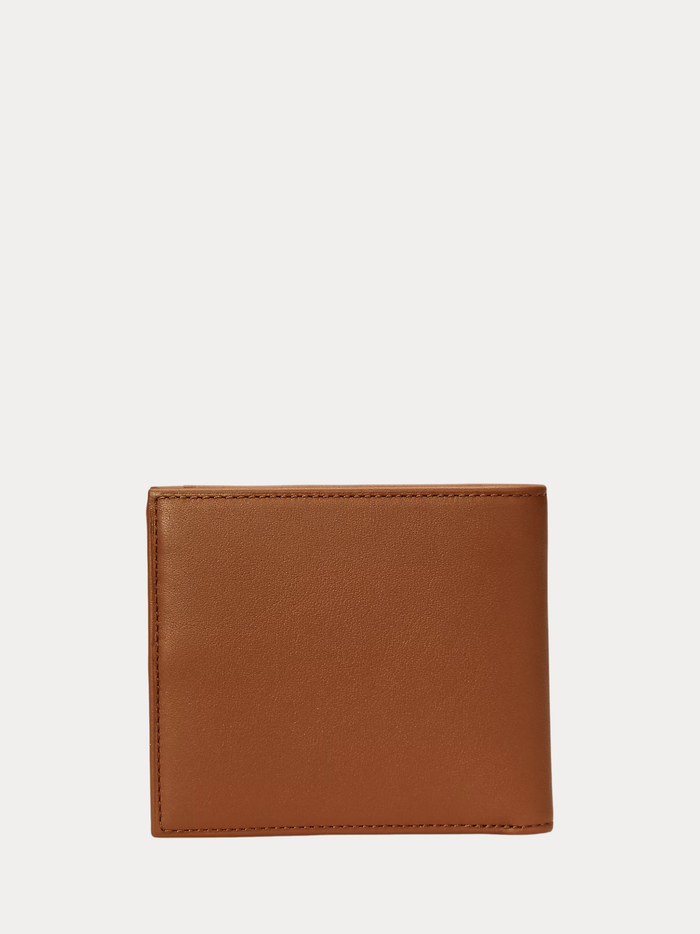 RALPH LAUREN Smooth Leather Billfold Wallet Saddle - MAISONDEFASHION.COM