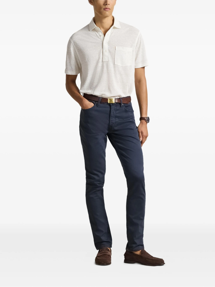 RALPH LAUREN Standard Fit Linen Piqué Polo Shirt Deckwash White