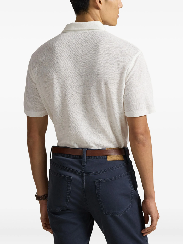 RALPH LAUREN Standard Fit Linen Piqué Polo Shirt Deckwash White