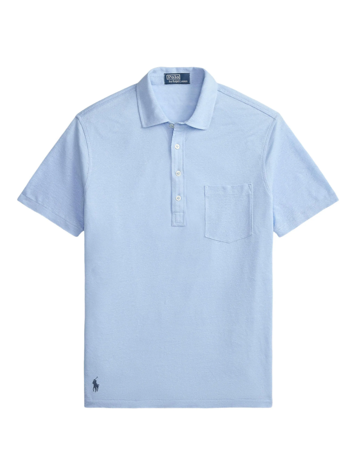 RALPH LAUREN Standard Fit Linen Piqué Polo Shirt Office Blue
