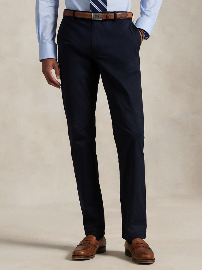 RALPH LAUREN Stretch Slim Fit Chino Trousers Aviator Navy - MAISONDEFASHION.COM
