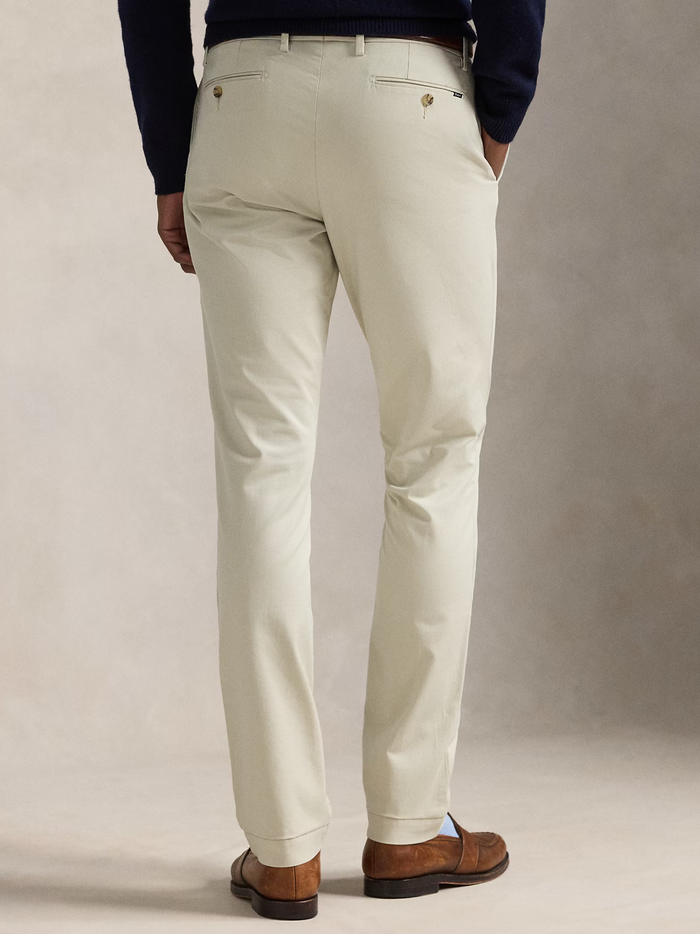 RALPH LAUREN Stretch Slim Fit Chino Trousers Basic Sand - MAISONDEFASHION.COM