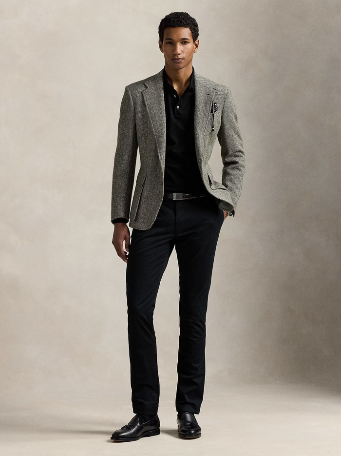 RALPH LAUREN Stretch Slim Fit Chino Trousers Black - MAISONDEFASHION.COM