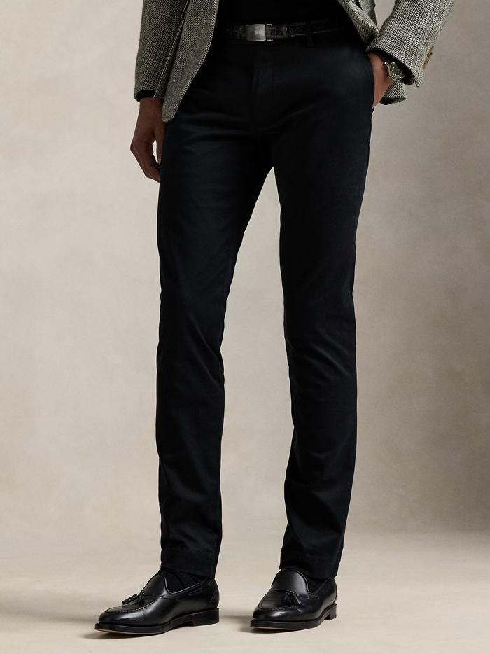RALPH LAUREN Stretch Slim Fit Chino Trousers Black - MAISONDEFASHION.COM