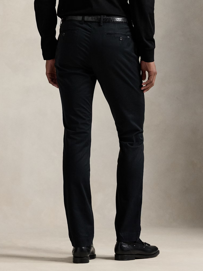 RALPH LAUREN Stretch Slim Fit Chino Trousers Black - MAISONDEFASHION.COM