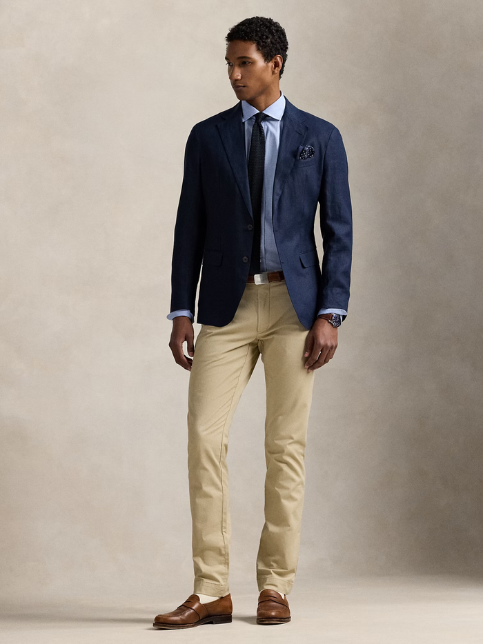 RALPH LAUREN Stretch Slim Fit Chino Trousers Classic Khaki - MAISONDEFASHION.COM
