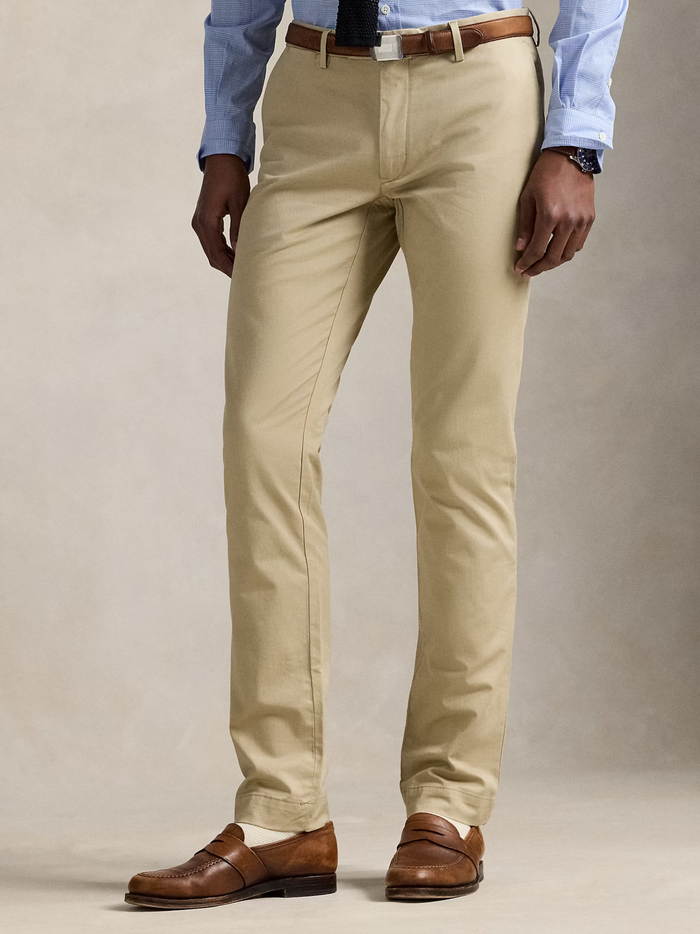 RALPH LAUREN Stretch Slim Fit Chino Trousers Classic Khaki - MAISONDEFASHION.COM