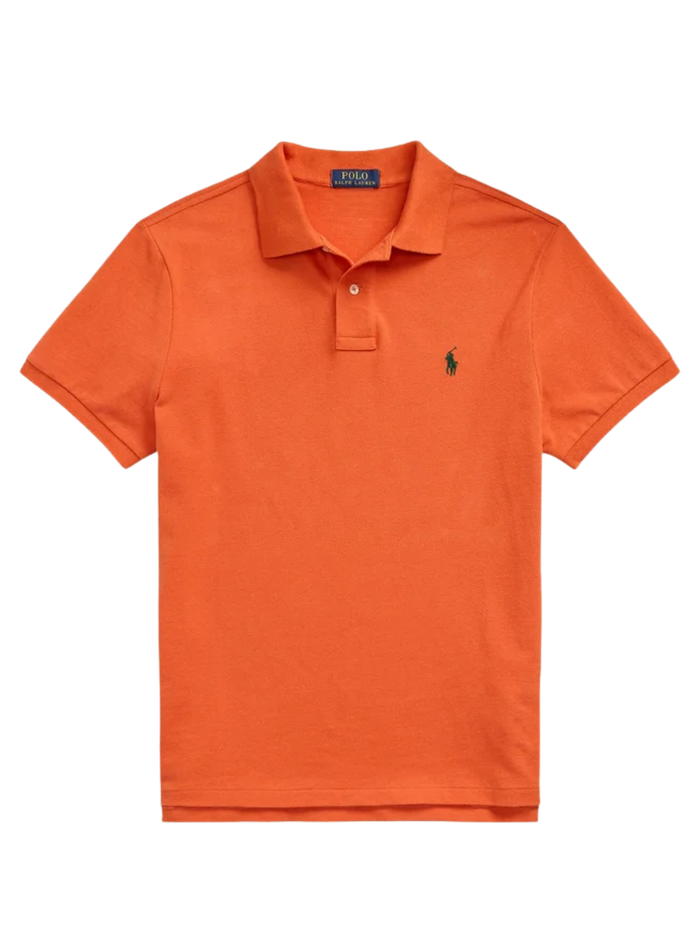RALPH LAUREN The Iconic Custom Slim Fit Mesh Polo College Orange