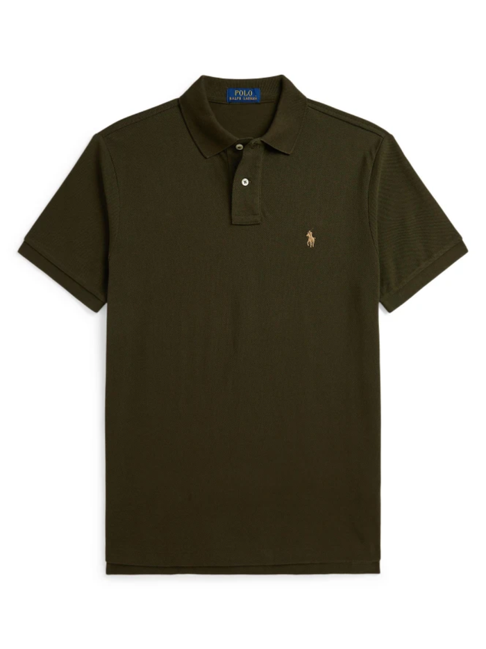 RALPH LAUREN The Iconic Custom Slim Fit Mesh Polo Company Olive