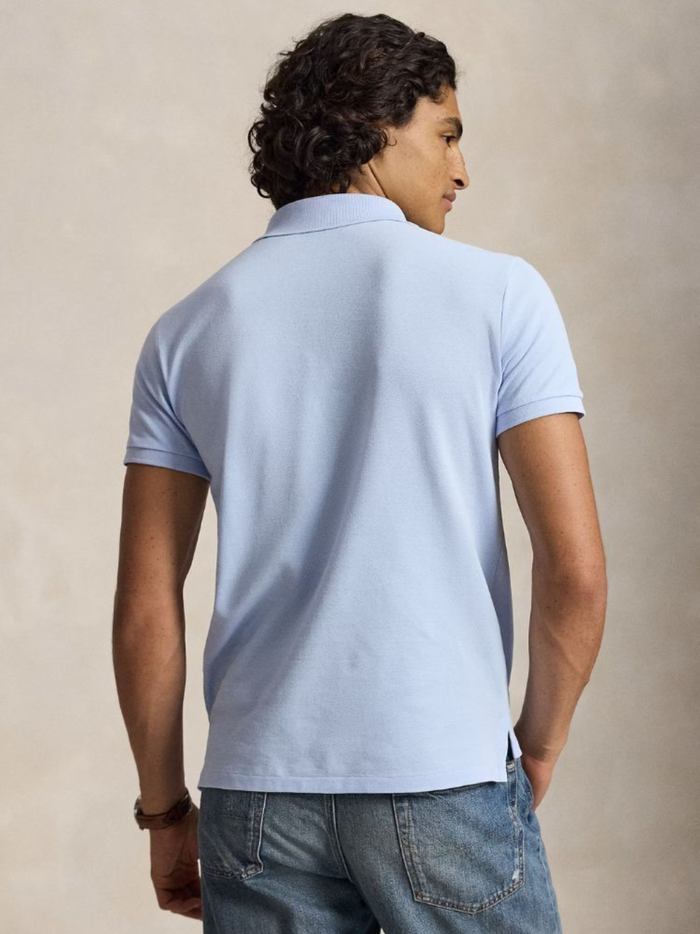 RALPH LAUREN The Iconic Custom Slim Fit Mesh Polo Pebble Blue