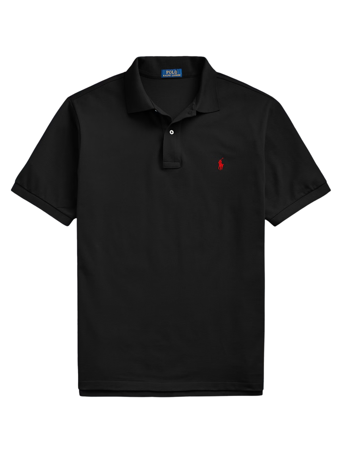 RALPH LAUREN The Iconic Mesh Polo Shirt Black - MAISONDEFASHION.COM