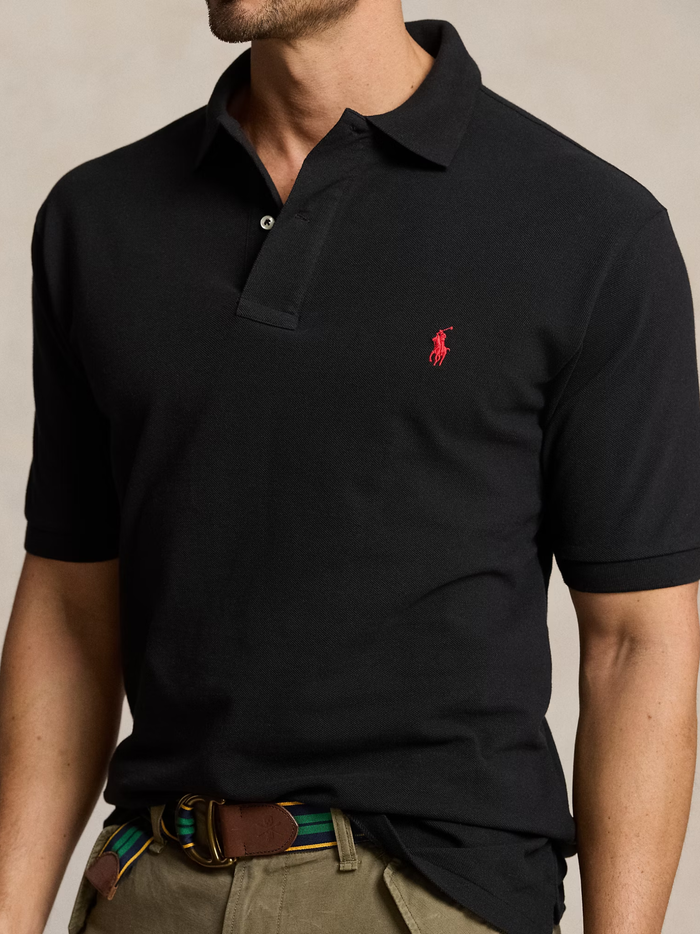 RALPH LAUREN The Iconic Mesh Polo Shirt Black - MAISONDEFASHION.COM