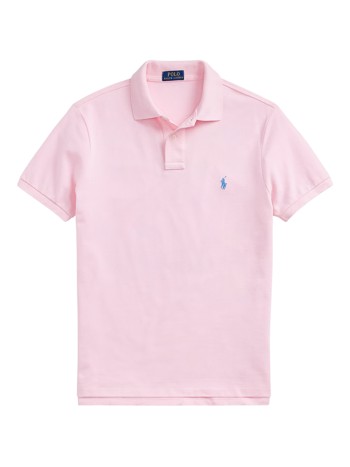 RALPH LAUREN The Iconic Mesh Polo Shirt Carmel Pink/Blue - MAISONDEFASHION.COM