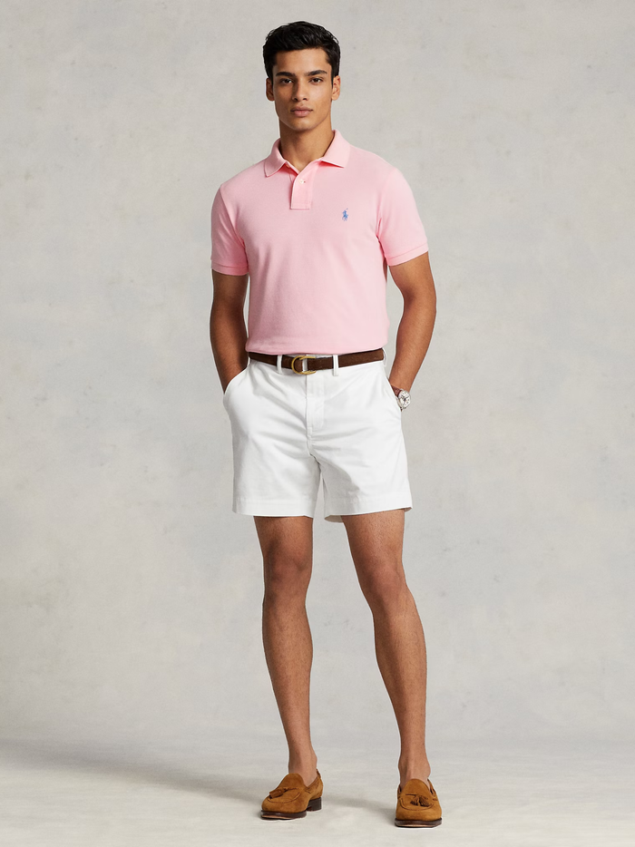 RALPH LAUREN The Iconic Mesh Polo Shirt Carmel Pink/Blue - MAISONDEFASHION.COM