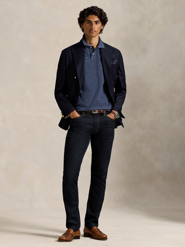 RALPH LAUREN The Iconic Mesh Polo Shirt Classic Royal Heather - MAISONDEFASHION.COM