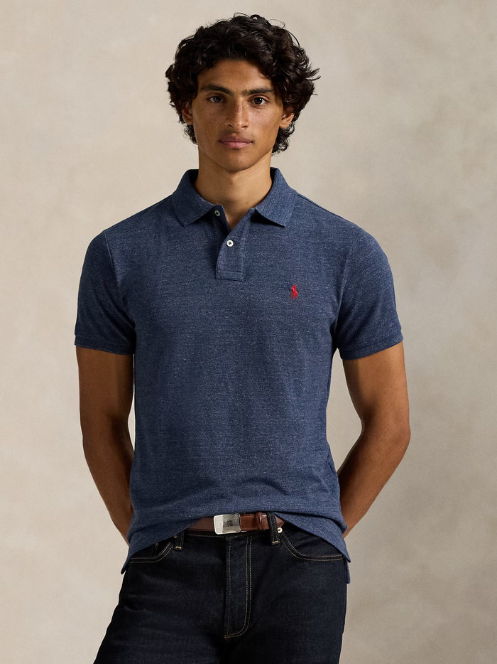 RALPH LAUREN The Iconic Mesh Polo Shirt Classic Royal Heather - MAISONDEFASHION.COM
