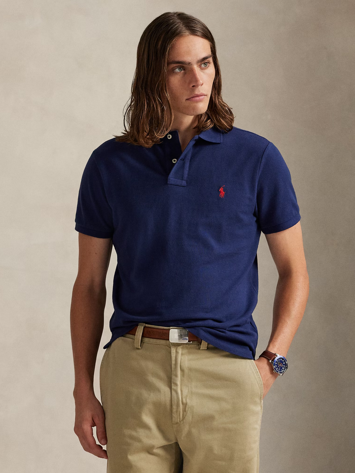 RALPH LAUREN The Iconic Mesh Polo Shirt Newport Navy - MAISONDEFASHION.COM