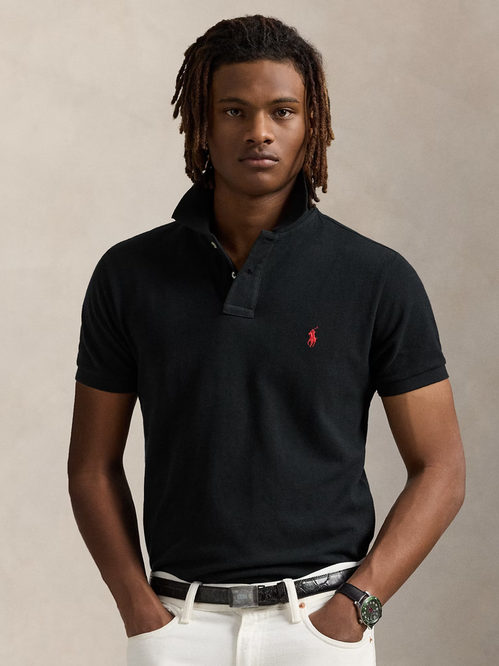 RALPH LAUREN The Iconic Mesh Polo Shirt Polo Black - MAISONDEFASHION.COM