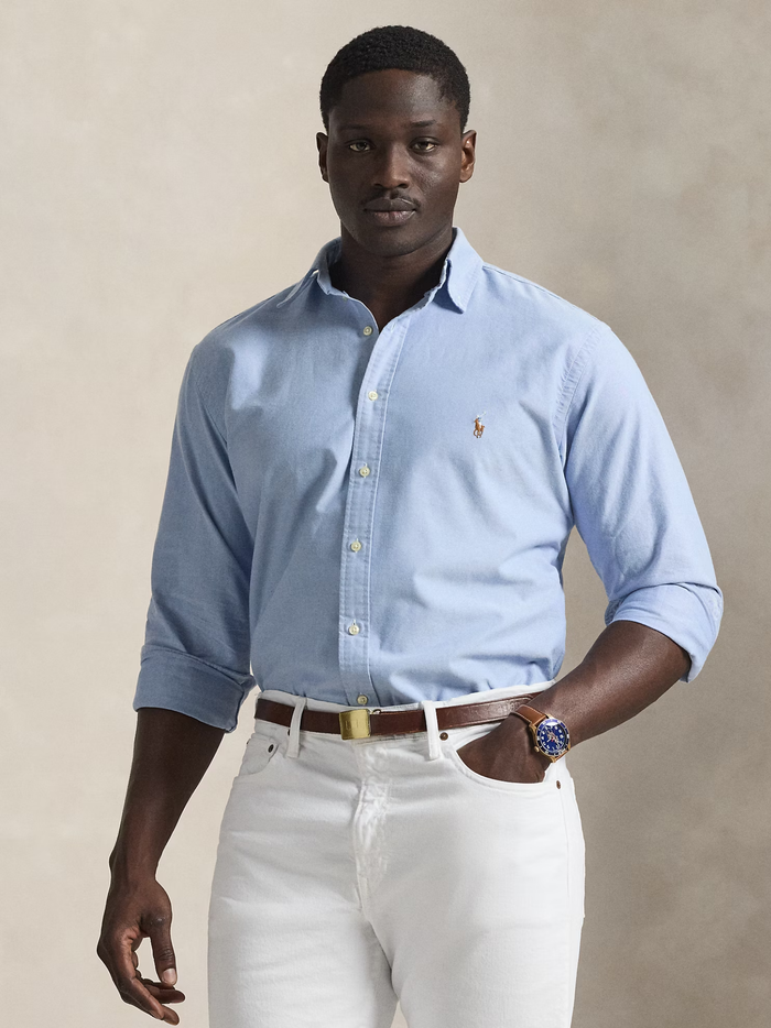 RALPH LAUREN The Iconic Oxford Shirt Blue - MAISONDEFASHION.COM